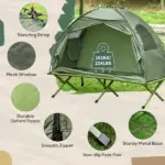 Outsunny 1 Person Folding Camping Cot, Portable Outdoor with Carry Bag, 2-in-1 Elevated Camping Bed Tent Single - Image 4