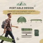 Outsunny 1 Person Folding Camping Cot, Portable Outdoor with Carry Bag, 2-in-1 Elevated Camping Bed Tent Single - Image 6