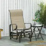 Outsunny 1-Person Outdoor Glider Swing, Single Rocker, Lightweight Metal, Mesh Fabric, 352lbs Capacity, Tan/Brown - Image 2
