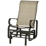 Outsunny 1-Person Outdoor Glider Swing, Single Rocker, Lightweight Metal, Mesh Fabric, 352lbs Capacity, Tan/Brown - Image 11
