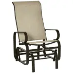 Outsunny 1-Person Outdoor Glider Swing, Single Rocker, Lightweight Metal, Mesh Fabric, 352lbs Capacity, Tan/Brown