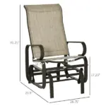 Outsunny 1-Person Outdoor Glider Swing, Single Rocker, Lightweight Metal, Mesh Fabric, 352lbs Capacity, Tan/Brown - Image 3