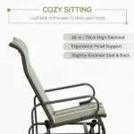 Outsunny 1-Person Outdoor Glider Swing, Single Rocker, Lightweight Metal, Mesh Fabric, 352lbs Capacity, Tan/Brown - Image 5
