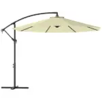 Outsunny 10' Cantilever Tilt Offset Patio Umbrella w/ UV and Water Safe Material and Cross Base (Weight Not Included), Beige - Image 11