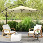 Outsunny 10' Cantilever Tilt Offset Patio Umbrella w/ UV and Water Safe Material and Cross Base (Weight Not Included), Beige - Image 10