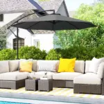 10' Cantilever Tilt Offset Patio Umbrella with UV and Water Safe Material and Cross Base (Weight Not Included), Gray - Image 2