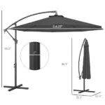 10' Cantilever Tilt Offset Patio Umbrella with UV and Water Safe Material and Cross Base (Weight Not Included), Gray - Image 3