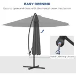 10' Cantilever Tilt Offset Patio Umbrella with UV and Water Safe Material and Cross Base (Weight Not Included), Gray - Image 4