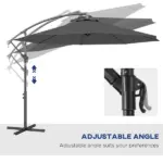 10' Cantilever Tilt Offset Patio Umbrella with UV and Water Safe Material and Cross Base (Weight Not Included), Gray - Image 5