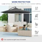 10' Cantilever Tilt Offset Patio Umbrella with UV and Water Safe Material and Cross Base (Weight Not Included), Gray - Image 7