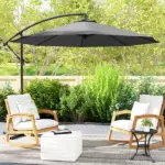 10' Cantilever Tilt Offset Patio Umbrella with UV and Water Safe Material and Cross Base (Weight Not Included), Gray - Image 10