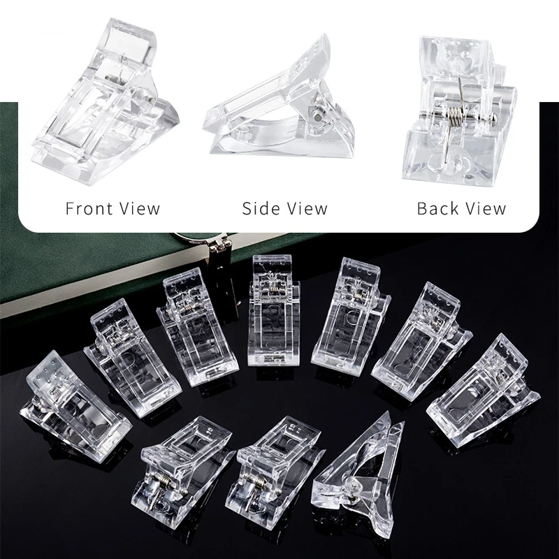 10 Pack Nail Extension Clips for Poly Builder Gel Quick Form Nail Tips