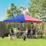 Outsunny 10 x 10 ft Pop Up Canopy Tent with One Push Setup, Outdoor Portable Instant Canopy Shelter with Roller Bag, American Flag - Image 2