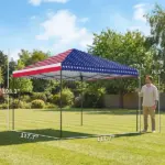 Outsunny 10 x 10 ft Pop Up Canopy Tent with One Push Setup, Outdoor Portable Instant Canopy Shelter with Roller Bag, American Flag - Image 3