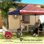 Outsunny 10 x 10 ft Pop Up Canopy Tent with One Push Setup, Outdoor Portable Instant Canopy Shelter with Roller Bag, American Flag - Image 5
