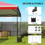 Outsunny 10 x 10 ft Pop Up Canopy Tent with One Push Setup, Outdoor Portable Instant Canopy Shelter with Roller Bag, American Flag - Image 6