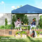 Outsunny 10 x 10 Ft Pop Up Canopy Tent with One Push Setup, Outdoor Portable Instant Canopy Shelter w/ Roller Bag, Dark Blue - Image 7