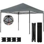 Outsunny 10 x 10 Ft Pop Up Canopy Tent with One Push Setup, Outdoor Portable Instant Canopy Shelter w/ Roller Bag, Dark Gray