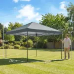 Outsunny 10 x 10 Ft Pop Up Canopy Tent with One Push Setup, Outdoor Portable Instant Canopy Shelter w/ Roller Bag, Dark Gray - Image 3