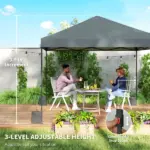 Outsunny 10 x 10 Ft Pop Up Canopy Tent with One Push Setup, Outdoor Portable Instant Canopy Shelter w/ Roller Bag, Dark Gray - Image 7