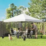 Outsunny 10 x 10 Ft Pop Up Canopy Tent with One Push Setup, Outdoor Portable Instant Canopy Shelter w/ Roller Bag, White - Image 2
