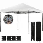 Outsunny 10 x 10 Ft Pop Up Canopy Tent with One Push Setup, Outdoor Portable Instant Canopy Shelter w/ Roller Bag, White