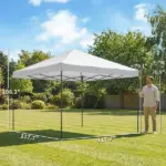 Outsunny 10 x 10 Ft Pop Up Canopy Tent with One Push Setup, Outdoor Portable Instant Canopy Shelter w/ Roller Bag, White - Image 3