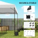 Outsunny 10 x 10 Ft Pop Up Canopy Tent with One Push Setup, Outdoor Portable Instant Canopy Shelter w/ Roller Bag, White - Image 6