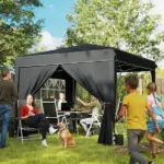 Outsunny 10 x 10 Ft Pop Up Canopy Tent with Sidewalls, UPF50+ Outdoor Portable Instant Canopy Shelter with Carry Bag, Black - Image 2