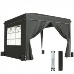 Outsunny 10 x 10 Ft Pop Up Canopy Tent with Sidewalls, UPF50+ Outdoor Portable Instant Canopy Shelter with Carry Bag, Black