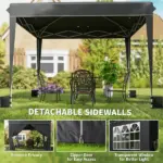 Outsunny 10 x 10 Ft Pop Up Canopy Tent with Sidewalls, UPF50+ Outdoor Portable Instant Canopy Shelter with Carry Bag, Black - Image 5