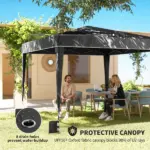 Outsunny 10 x 10 Ft Pop Up Canopy Tent with Sidewalls, UPF50+ Outdoor Portable Instant Canopy Shelter with Carry Bag, Black - Image 6