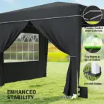 Outsunny 10 x 10 Ft Pop Up Canopy Tent with Sidewalls, UPF50+ Outdoor Portable Instant Canopy Shelter with Carry Bag, Black - Image 7