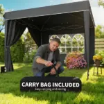 Outsunny 10 x 10 Ft Pop Up Canopy Tent with Sidewalls, UPF50+ Outdoor Portable Instant Canopy Shelter with Carry Bag, Black - Image 9
