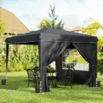 Outsunny 10 x 10 Ft Pop Up Canopy Tent with Sidewalls, UPF50+ Outdoor Portable Instant Canopy Shelter with Carry Bag, Black - Image 10