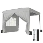 Outsunny 10 x 10 Ft Pop Up Canopy Tent with Sidewalls, UPF50+ Outdoor Portable Instant Canopy Shelter with Carry Bag, Light Gray - Image 11
