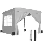Outsunny 10 x 10 Ft Pop Up Canopy Tent with Sidewalls, UPF50+ Outdoor Portable Instant Canopy Shelter with Carry Bag, Light Gray