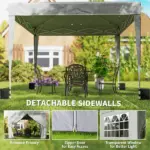 Outsunny 10 x 10 Ft Pop Up Canopy Tent with Sidewalls, UPF50+ Outdoor Portable Instant Canopy Shelter with Carry Bag, Light Gray - Image 5