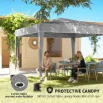 Outsunny 10 x 10 Ft Pop Up Canopy Tent with Sidewalls, UPF50+ Outdoor Portable Instant Canopy Shelter with Carry Bag, Light Gray - Image 6