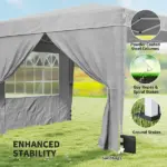 Outsunny 10 x 10 Ft Pop Up Canopy Tent with Sidewalls, UPF50+ Outdoor Portable Instant Canopy Shelter with Carry Bag, Light Gray - Image 7