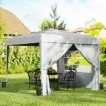 Outsunny 10 x 10 Ft Pop Up Canopy Tent with Sidewalls, UPF50+ Outdoor Portable Instant Canopy Shelter with Carry Bag, Light Gray - Image 10