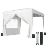 Outsunny 10 x 10 ft Pop Up Canopy Tent with Sidewalls, UPF50+ Outdoor Portable Instant Canopy Shelter with Carry Bag, White - Image 11