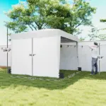 Outsunny 10 x 10 ft Pop Up Canopy Tent with Sidewalls, UPF50+ Outdoor Portable Instant Canopy Shelter with Carry Bag, White - Image 3