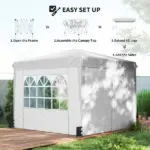Outsunny 10 x 10 ft Pop Up Canopy Tent with Sidewalls, UPF50+ Outdoor Portable Instant Canopy Shelter with Carry Bag, White - Image 4