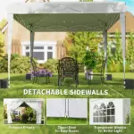 Outsunny 10 x 10 ft Pop Up Canopy Tent with Sidewalls, UPF50+ Outdoor Portable Instant Canopy Shelter with Carry Bag, White - Image 5