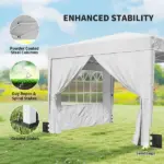Outsunny 10 x 10 ft Pop Up Canopy Tent with Sidewalls, UPF50+ Outdoor Portable Instant Canopy Shelter with Carry Bag, White - Image 7