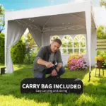 Outsunny 10 x 10 ft Pop Up Canopy Tent with Sidewalls, UPF50+ Outdoor Portable Instant Canopy Shelter with Carry Bag, White - Image 9
