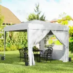Outsunny 10 x 10 ft Pop Up Canopy Tent with Sidewalls, UPF50+ Outdoor Portable Instant Canopy Shelter with Carry Bag, White - Image 10