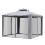 10' x 10' Gazebo Outdoor Canopy with Soft Top, Double Roof and Netting Walls, Steel Frame for Garden, Lawn, Backyard and Deck, Gray - Image 11