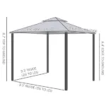 10' x 10' Gazebo Outdoor Canopy with Soft Top, Double Roof and Netting Walls, Steel Frame for Garden, Lawn, Backyard and Deck, Gray - Image 3